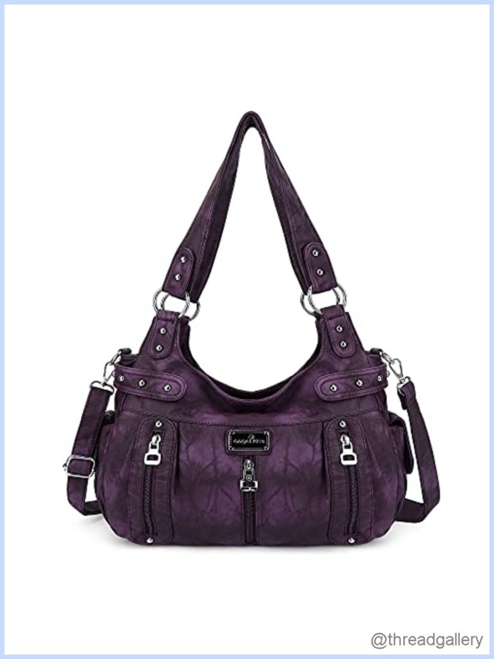 Washed Faux Leather Crossbody Hobo Satchel Shoulder Handbag Purse